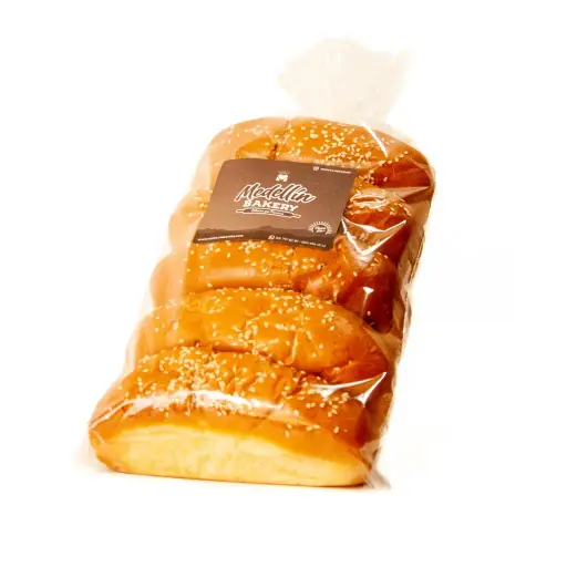 [PMP002] Pan perro brioche + ajonjoli blanco (6 cm x 16 cm) x 5 unidades x 60 gr unidad
